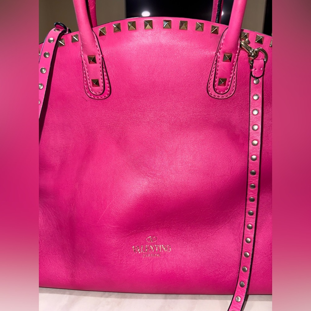 Valentino Hot Pink Studded Tote - Picture 3 of 10